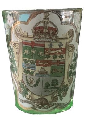 Vintage Dominion Glass Early Canadian Canada Coat of Arms Shot Glass Shotglass